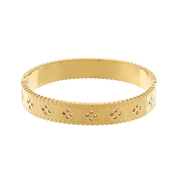 Pave CZ Clover Bangle Bracelet - Picture 1 of 1
